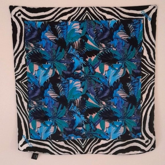 MIMCO Silk Tropical Resort Hawaiian Palm Zebra Print Square Scarf - Picture 8 of 8